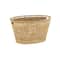 30" Brown Seagrass Handmade Woven Oval Storage Basket with Elevated Rim & Slot Handles